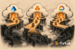 Three-cloud comparison of Entra Agent ID, Bedrock AgentCore Identity and Google Agent Identity, showing that unregistered agents stay invisible on all three. A research insight by Cy5 cloud security team.