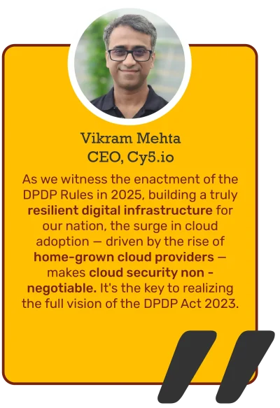 Quote on DPDP Act, 20205 by CEO of Cy5.io (India's leading cloud security provider)
